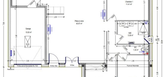 Plan de maison Surface terrain 85 m2 - 4 pièces - 3  chambres -  avec garage 